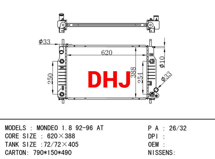 FORD MONDEO 1.8 92-96 AT RADIATOR