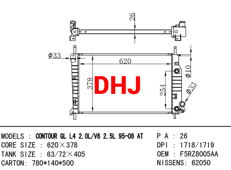 FORD CONTOUR GL RADIATOR F5RZ8005AB F5RZ8005C 97BB8005DA F5RZ8005DA F5RZ8005F YS2