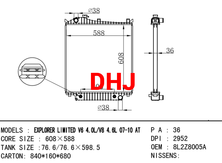 FORD USA EXPLORER RADIATOR 6L2Z8005AD 6L2Z8005AA 8L2Z8005A