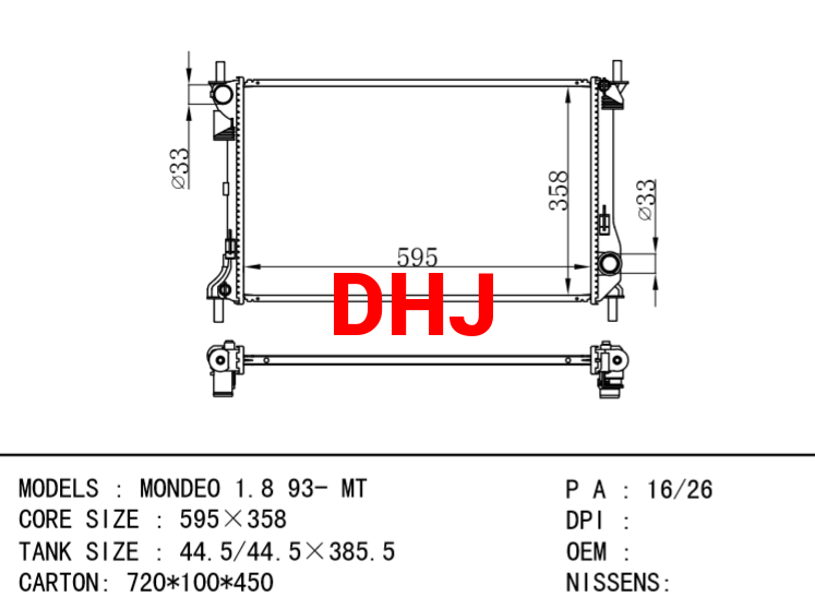 FORD MONDEO 1.8 93- MT radiator