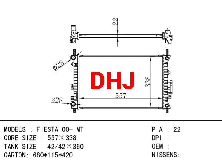 FORD FIESTA 00- MT RADIATOR