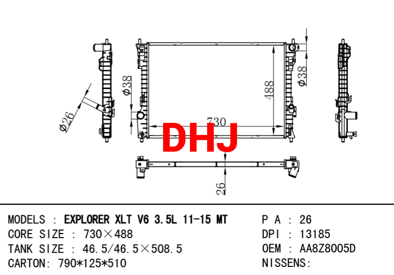 FORD EXPLORER RADIATOR USA AA838005DA BB5Z8005A AA8Z8005D BB538005BA