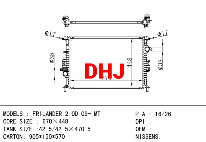 FORD FRILANDER 2.0D 09- MT RADIATOR