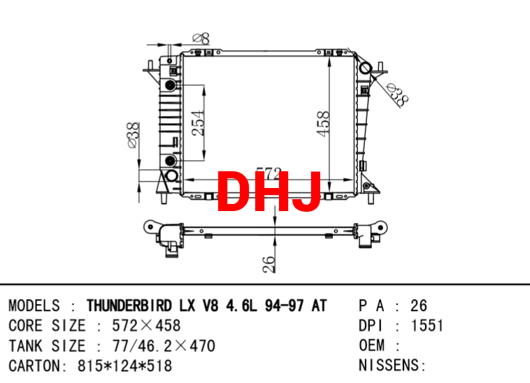 FORD THUNDERBIRD LX AT RADIATOR DPI:1551