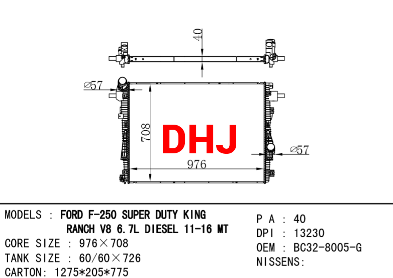 FORD F-250 SUPER DUTY KING RANCH RADIATOR BC32-8005-G BC328005G