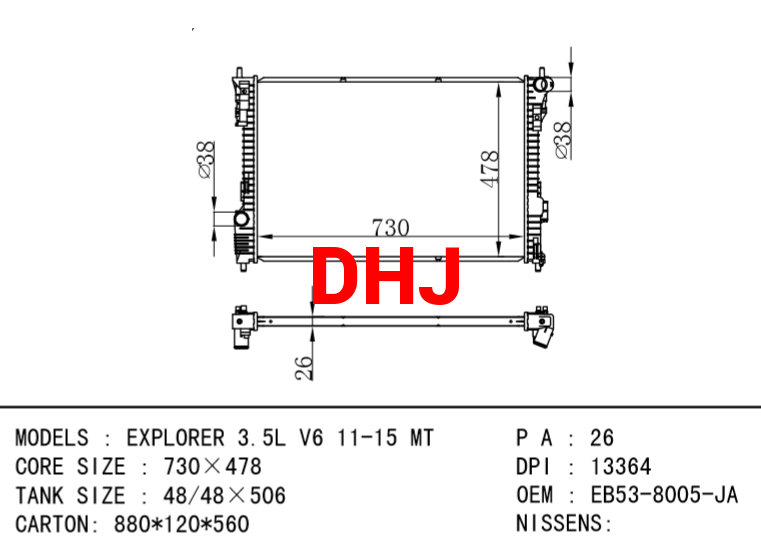 FORD EXPLORER RADIATOR EB53-8005-JA EB538005JA