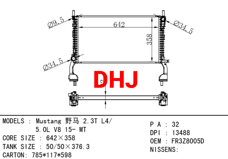 FORD Mustang RADIATOR MT FR3Z8005D