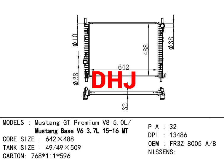 FORD MUSTANG FORD Mustang RADIATOR FR3Z8005A FR3Z8005B DPI0:13486