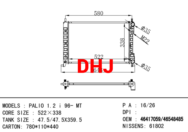 FIAT PALIO RADIATOR,FIAT STRADA Pickup RADIATOR 46417059 46548485 46750718