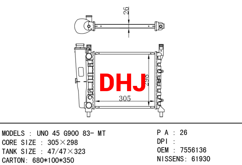 FIAT UNO 45 RADIATOR 46213688 7556136 46213684 7556134 7739938