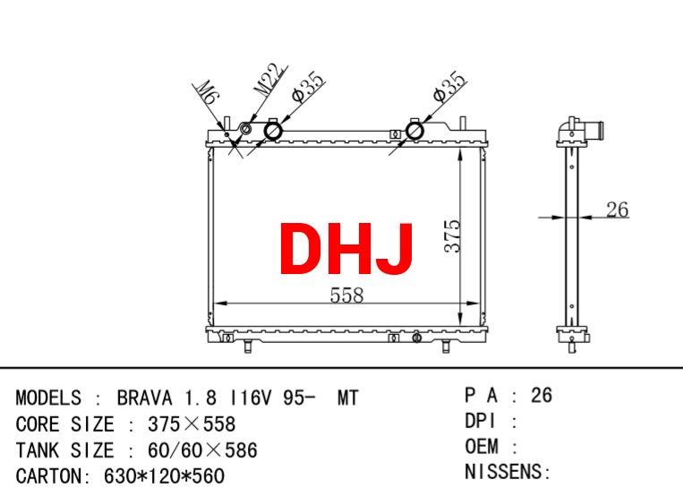 FIAT BRAVA 1.8 I16V 95-MT RADIATOR
