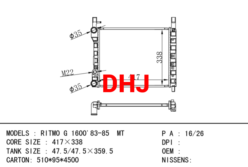 FIAT RITMO G 1600'83-85 MT RADIATOR