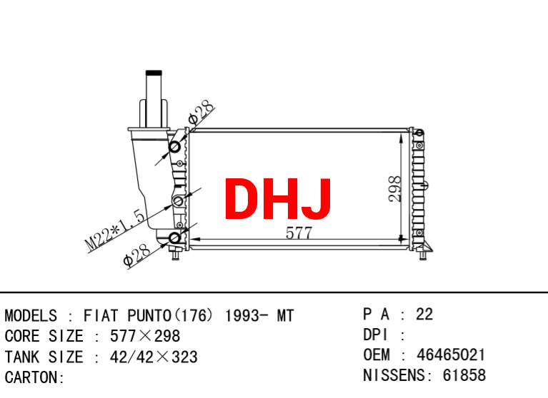 FIAT PUNTO RADIATOR 46707450 59015560 71736189 71736187 7745692 59069849 59015562