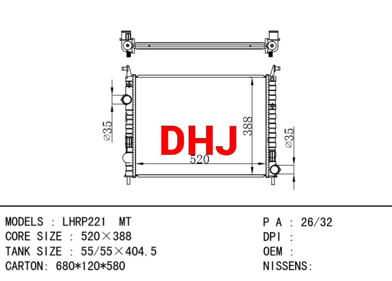 FIAT LHRP221 RADIATOR MT