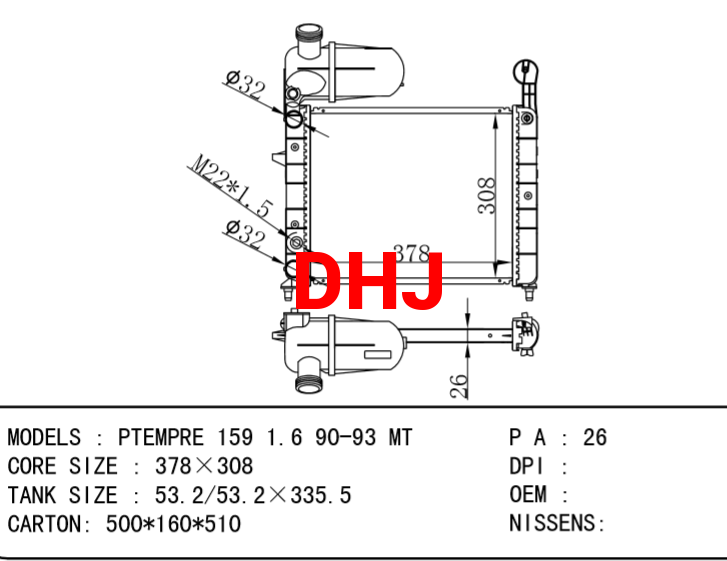 FIAT PTEMPRE RADIATOR 159 1.6 90-93 MT