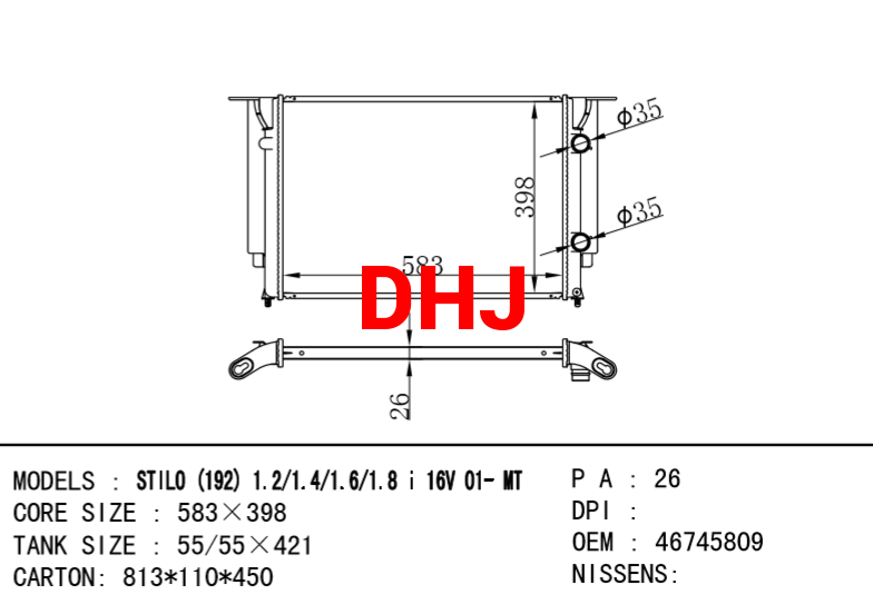 FIAT STILO RADIATOR 46745809