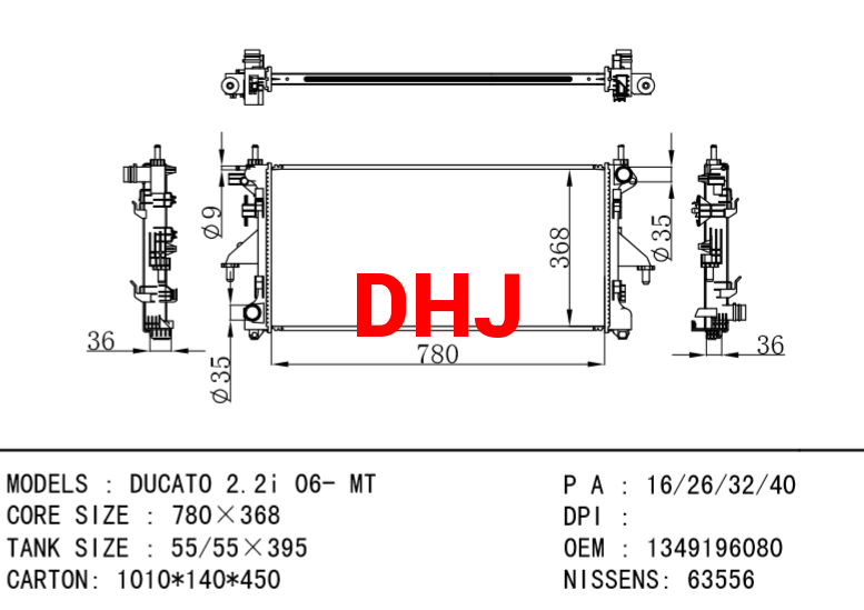 FIAT DUCATO Bus radiator 1342588080 1330Q2 1340359080 1342688080 1330S3 1330Z4 13