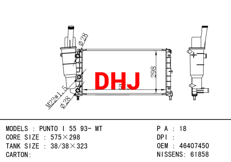 FIAT PUNTO RADIATOR 46407450 46517926 46707450 59015562 7774531 46465021 46407450