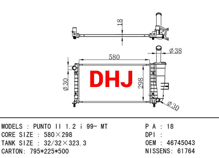 FIAT PUNTO RADIATOR 46745043 46788046