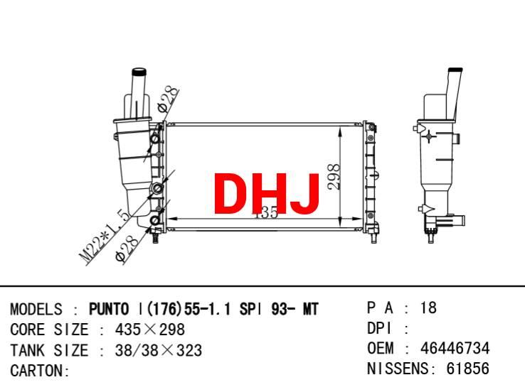 FIAT PUNTO RADIATOR 46099660 7718660 59069848 46465015 60766669 46446734