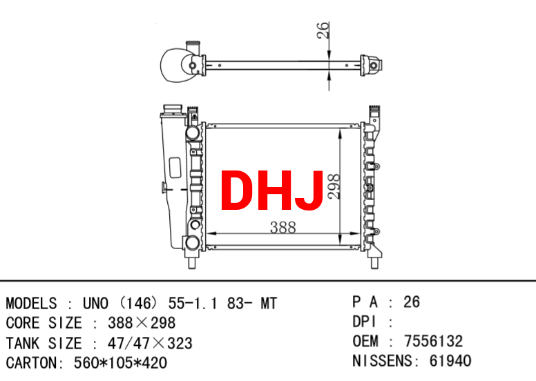 FIAT UNO RADIATOR 46213685 7739940 7556137 7556132 7739939 7739942 46213690