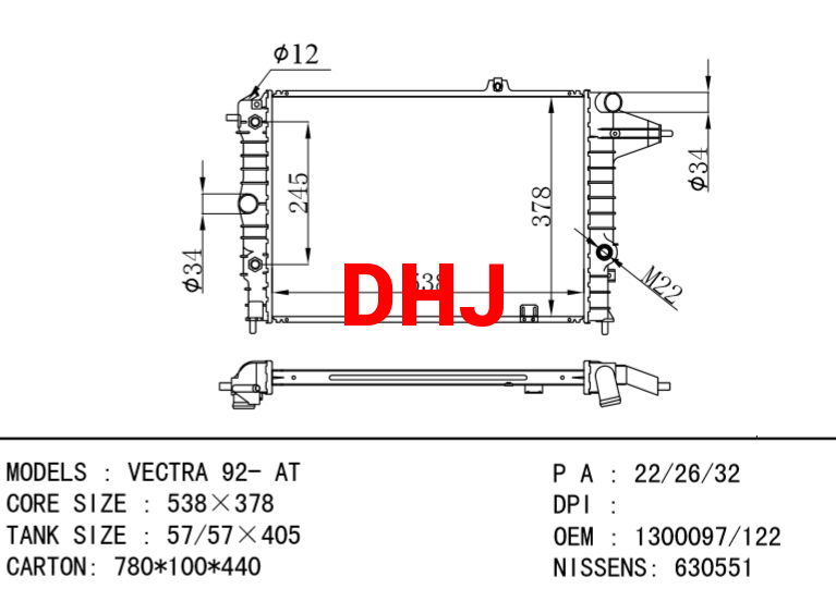 OPEL VECTRA RADIATOR 1300090 1300097 52450802 1300122 90442622 3096382