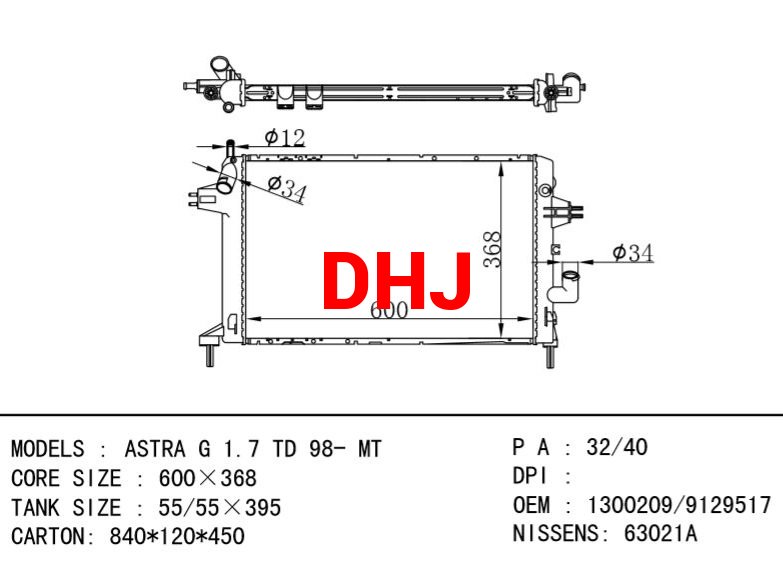 OPEL ASTRA G radiator 09192586 1300209 09129517