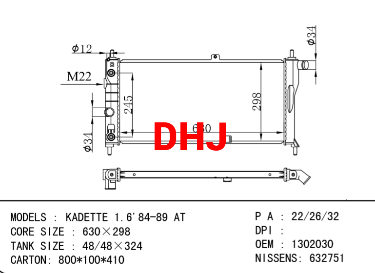 OPEL KADETT radiator 1302030 3054013 1302028 90180562