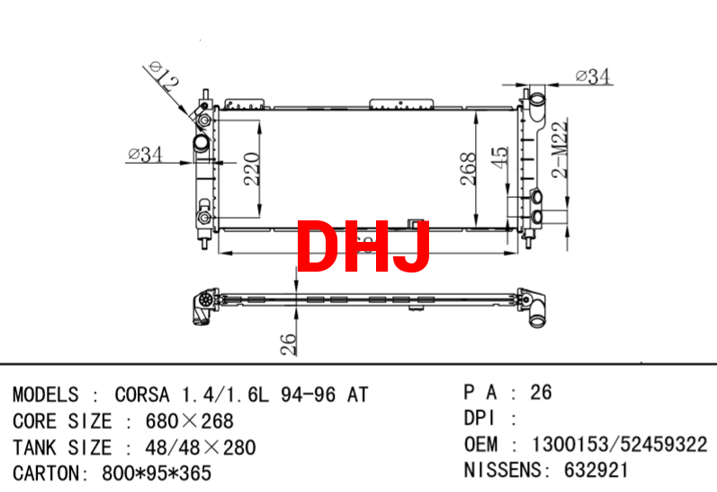 OPEL COMBO RADIATOR 1300153/52459322