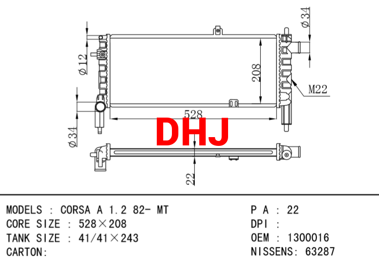 OPEL CORSA A radiator 1300016 60298318