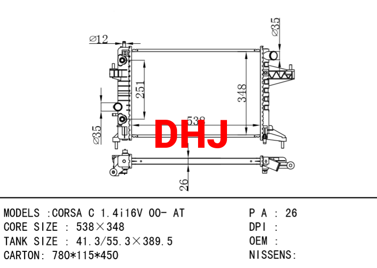 OPEL CORSA C 1.4i16V 00- AT RADIATOR