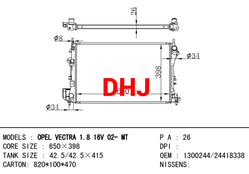 OPEL VECTRA RADIATOR 1300244 24418338