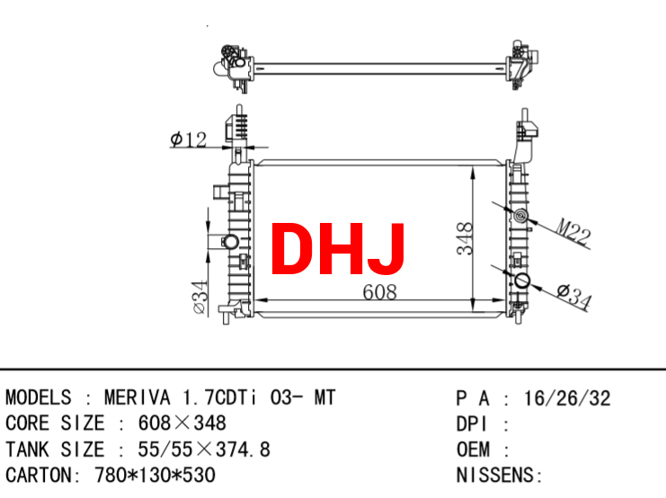 OPEL MERIVA 1.7CDTi 03- MT RADIATOR