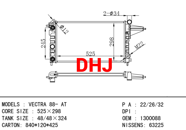 OPEL VECTRA A RADIATOR 1300088 90323474