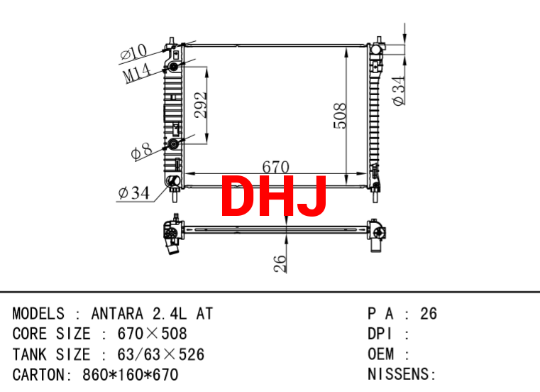 OPEL ANTARA 2.4L AT RADIATOR