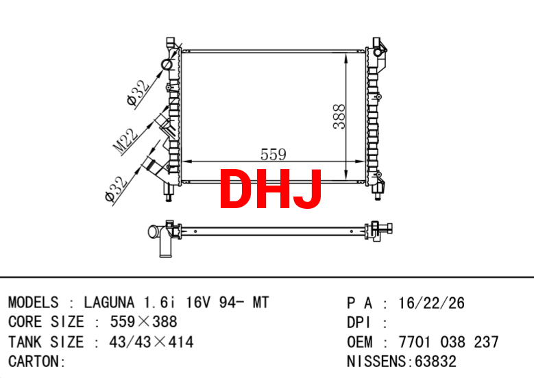 RENAULT LAGUNA RADIATOR 7701499549 7701038237
