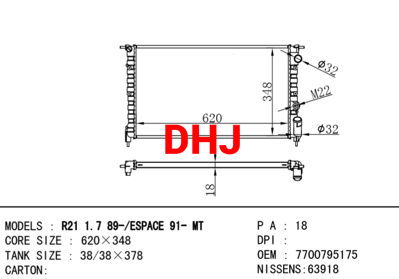 RENAULT 21 RADIATOR 7700759175 7700795175
