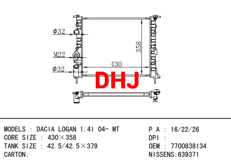 DACIA LOGAN RADIATOR 7700838134 2140000QAZ