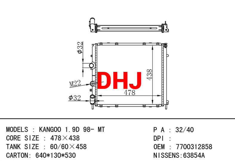 RENAULT KANGOO RADIATOR 7701352898 8200747214 7700312858 7700304932