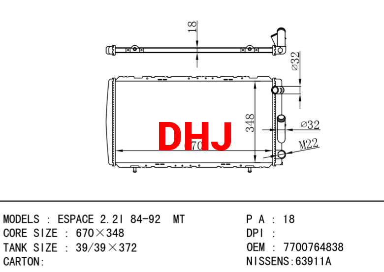 RENAULT ESPACE RADIATOR 7700764838 7700796411