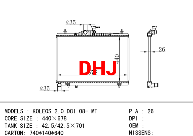 RENAULT KOLEOS 2.0 DCI 08- MT radiator