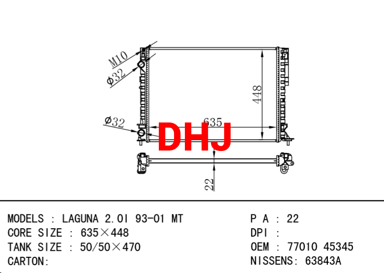 RENAULT LAGUNA radiator 7701049754 7701045345 7701499799 7701045410 7701499798