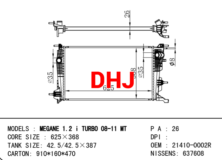 RENAULT MEGANE radiator 21410-0002R 214105150R