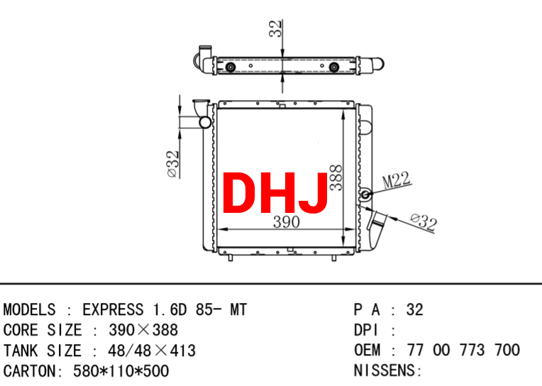 RENAULT  EXPRESS radiator 7701414011 7700773700 7701348273