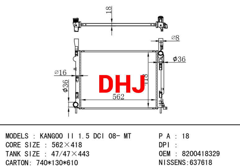 RENAULT KANGOO Express radiator 8200418329