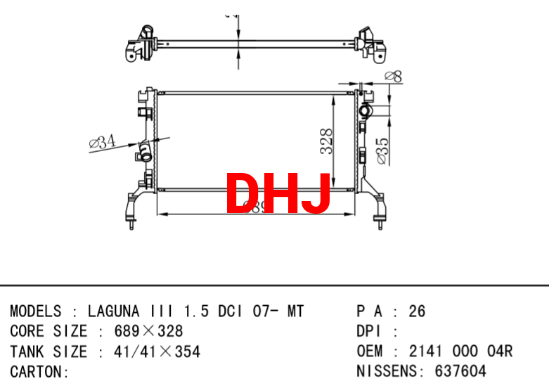 RENAULT LAGUNA III radiator 2141 000 04R  214100004R