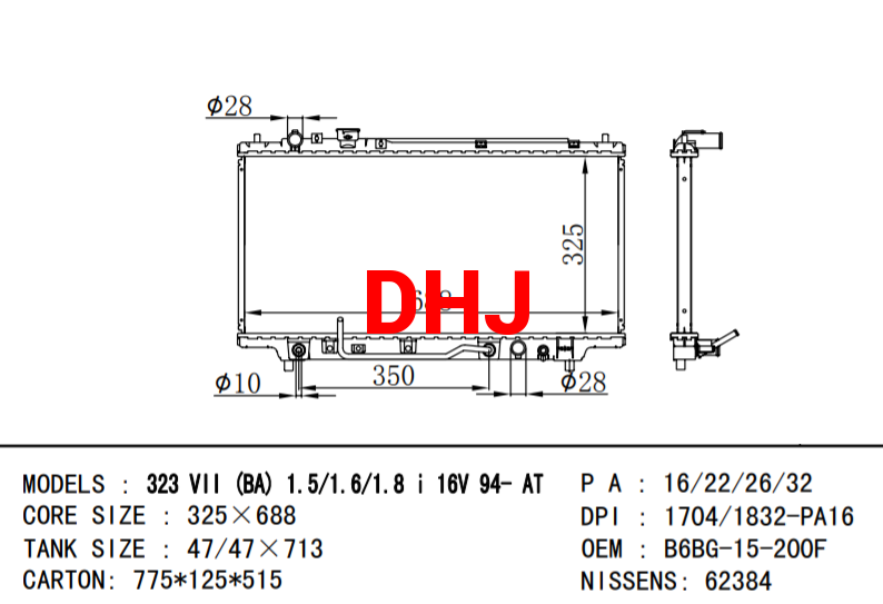 MAZDA radiator B59615200D  B6BG15200F B6DA15200A BPD415200H B6FN15200 BPE715200 B