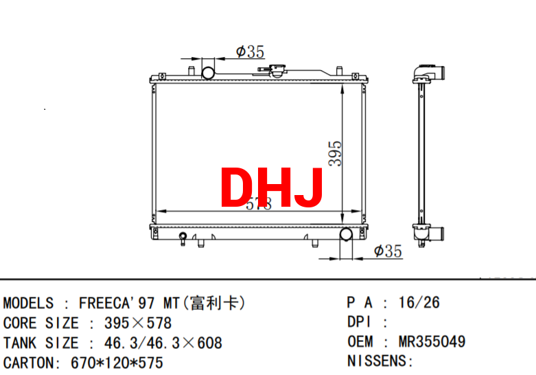  MITSUBISHI FREECA'97 radiator MR355049