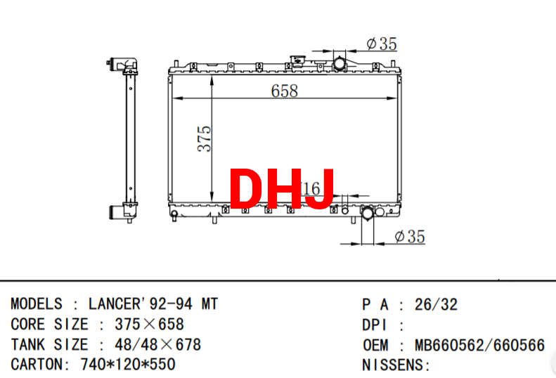 MITSUBISHI LANCER RADIATOR MB845791 MB890505 MB660566 MB890505 MB957758 MB8924972