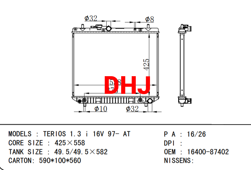 DAIHATSU TARUNA (J1) radiator 16400-87402 1640087402